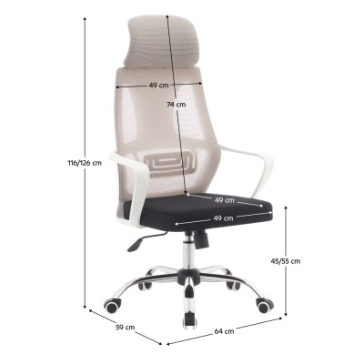 Fotoliu de birou, gri/negru /alb, TAXIS 2 NEW