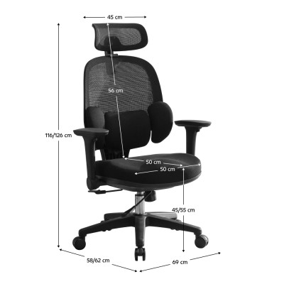 Fotoliu de birou, negru, ABRAMO