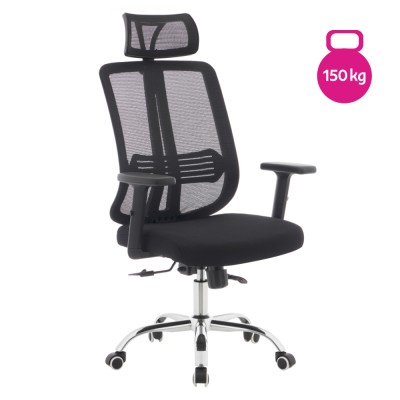 Fotoliu de birou, negru/crom, portanţă 150 kg, DUVAL