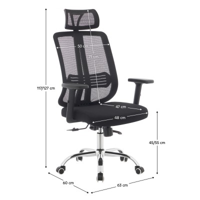 Fotoliu de birou, negru/crom, portanţă 150 kg, DUVAL