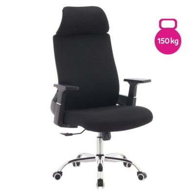 Fotoliu de birou, negru/crom, portanţă 150 kg, HOLGER