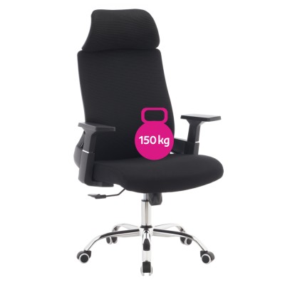 Fotoliu de birou, negru/crom, portanţă 150 kg, HOLGER