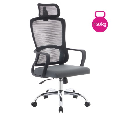 Fotoliu de birou, negru/gri/crom, portanţă 150 kg, RANDY