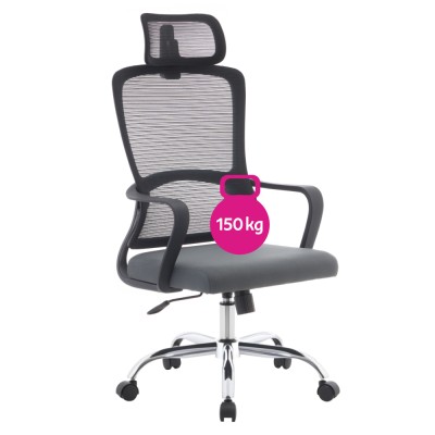 Fotoliu de birou, negru/gri/crom, portanţă 150 kg, RANDY