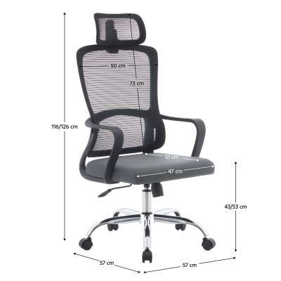 Fotoliu de birou, negru/gri/crom, portanţă 150 kg, RANDY