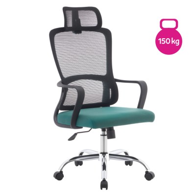 Fotoliu de birou, negru/verde/crom, portanţă 150 kg, RANDY