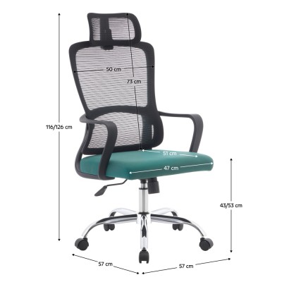 Fotoliu de birou, negru/verde/crom, portanţă 150 kg, RANDY