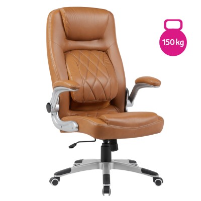 Fotoliu de birou, piele ecologică maro/argintiu, portanţă 150 kg, GREKO