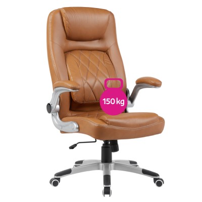 Fotoliu de birou, piele ecologică maro/argintiu, portanţă 150 kg, GREKO