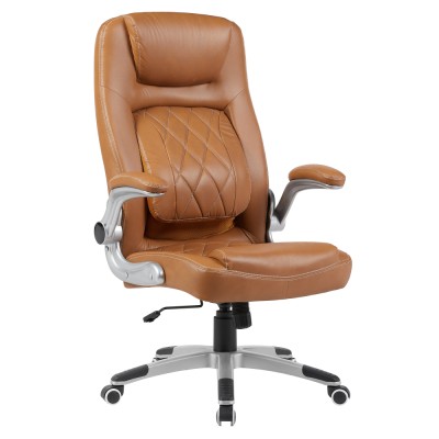 Fotoliu de birou, piele ecologică maro/argintiu, portanţă 150 kg, GREKO