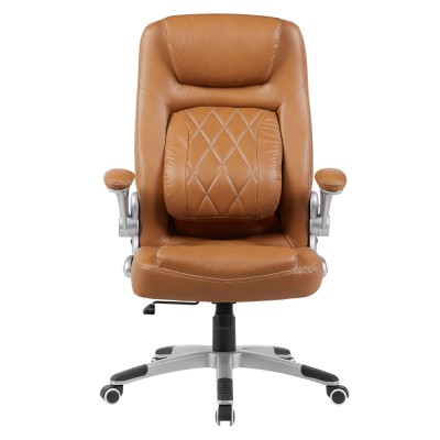 Fotoliu de birou, piele ecologică maro/argintiu, portanţă 150 kg, GREKO