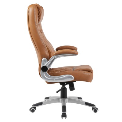 Fotoliu de birou, piele ecologică maro/argintiu, portanţă 150 kg, GREKO