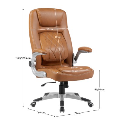 Fotoliu de birou, piele ecologică maro/argintiu, portanţă 150 kg, GREKO