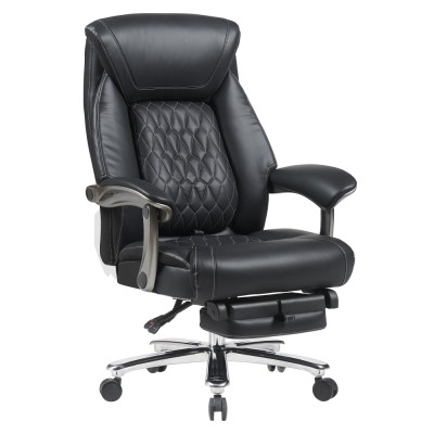 Fotoliu de birou, piele ecologică neagră/crom, portanţă 150 kg, URIEN