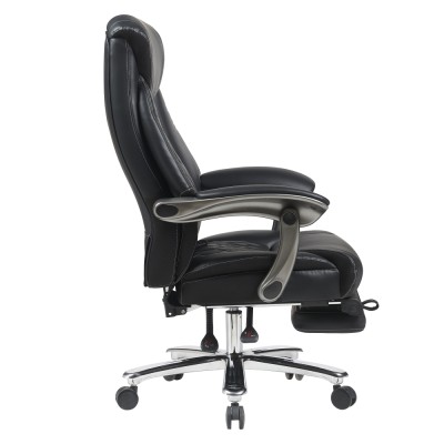 Fotoliu de birou, piele ecologică neagră/crom, portanţă 150 kg, URIEN