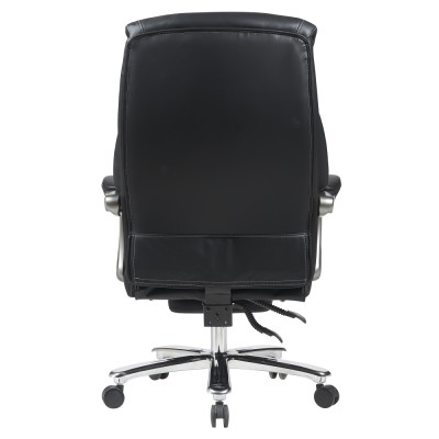 Fotoliu de birou, piele ecologică neagră/crom, portanţă 150 kg, URIEN