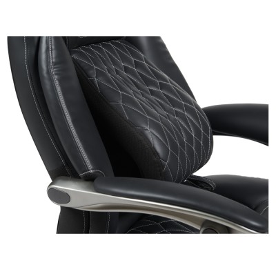 Fotoliu de birou, piele ecologică neagră/crom, portanţă 150 kg, URIEN