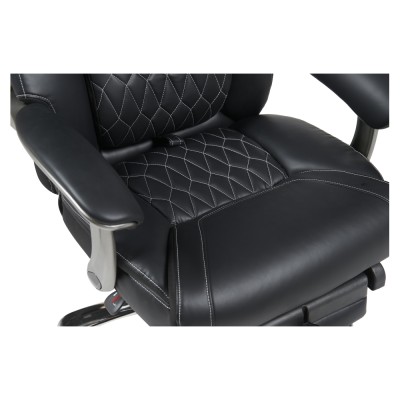 Fotoliu de birou, piele ecologică neagră/crom, portanţă 150 kg, URIEN