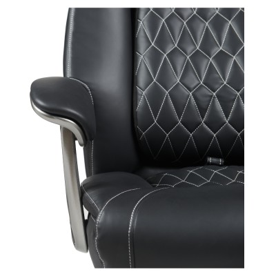 Fotoliu de birou, piele ecologică neagră/crom, portanţă 150 kg, URIEN