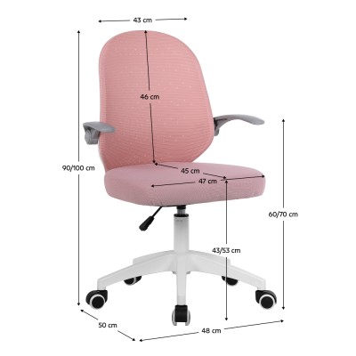 Fotoliu de birou, roz/alb, PASTURA