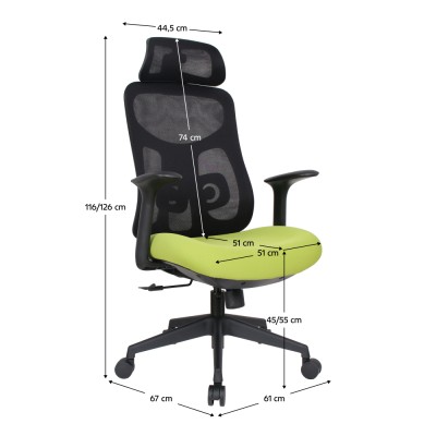 Fotoliu de birou, verde/negru, SULIVAN
