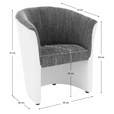 Fotoliu de club, alb/ gri, CUBA