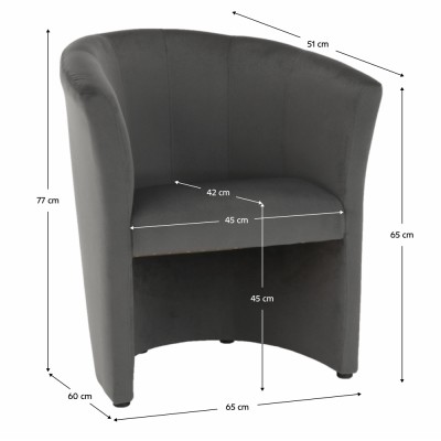 Fotoliu de club, gri, CUBA