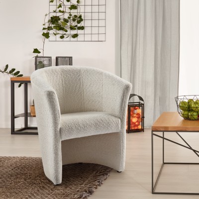 Fotoliu de club, material textil crem Coral, CUBA