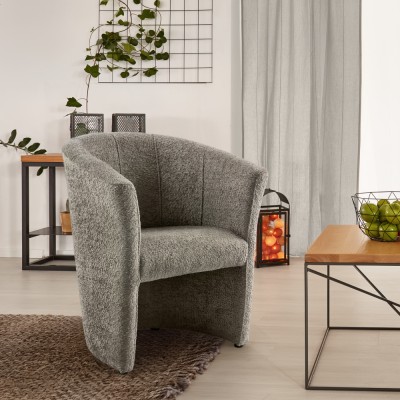 Fotoliu de club, material textil gri-bej Taupe Coral, CUBA