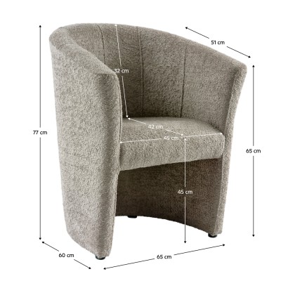 Fotoliu de club, material textil gri-bej Taupe Coral, CUBA