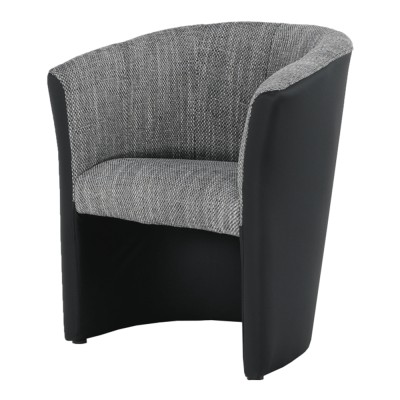 Fotoliu de club, piele eco Damasko negru/material gri, CUBA