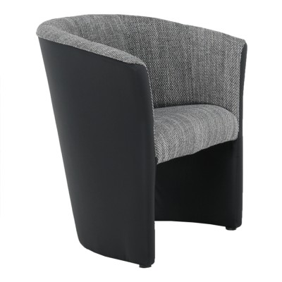 Fotoliu de club, piele eco Damasko negru/material gri, CUBA