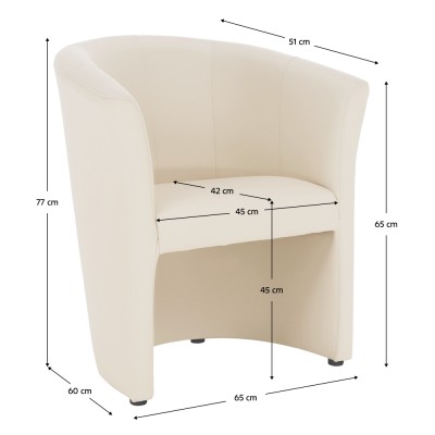 Fotoliu de club, piele ecologică bej, CUBA