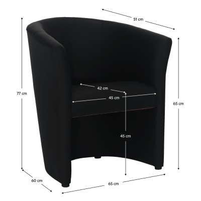 Fotoliu de club, piele ecologică Damasko neagră, CUBA