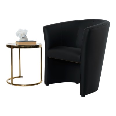 Fotoliu de club, piele ecologică Damasko neagră, CUBA