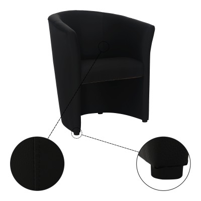 Fotoliu de club, piele ecologică Damasko neagră, CUBA