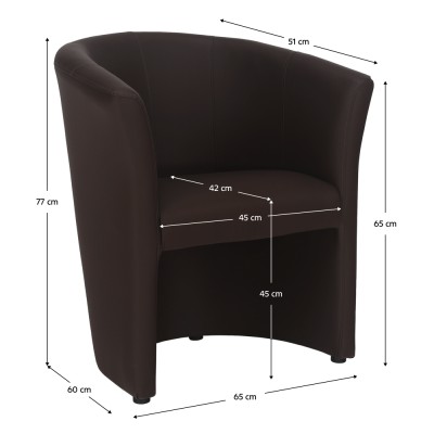 Fotoliu de club, piele ecologică maro, CUBA