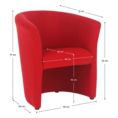 Fotoliu de club, roşu, CUBA
