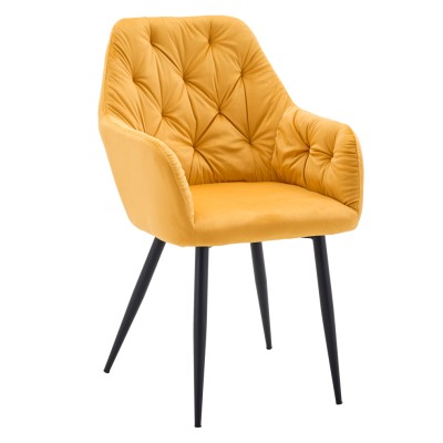 Fotoliu de design, material Velvet galben închis, VERIO NEW