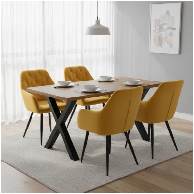 Fotoliu de design, material Velvet galben închis, VERIO NEW