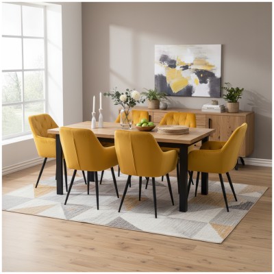 Fotoliu de design, material Velvet galben închis, VERIO NEW