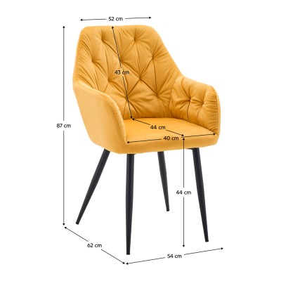 Fotoliu de design, material Velvet galben închis, VERIO NEW