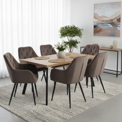 Fotoliu de design, material Velvet maro, VERIO NEW