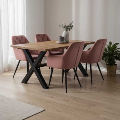 Fotoliu de design, material Velvet roz închis, VERIO NEW