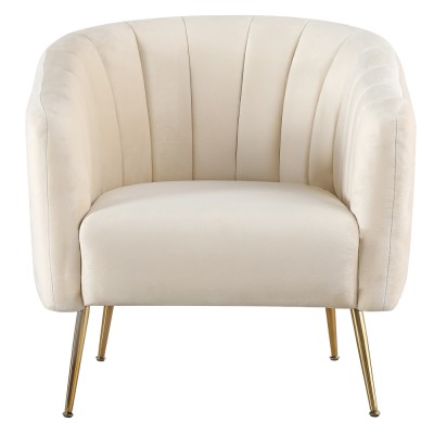 Fotoliu de design, ţesătură Velvet bej/gold crom-auriu, BAGY