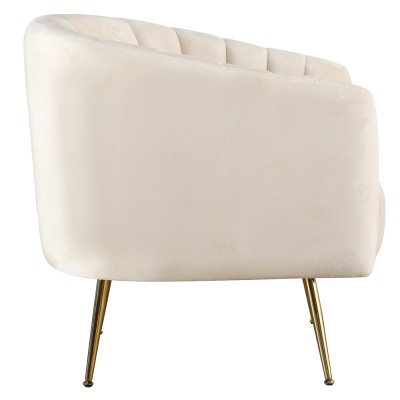 Fotoliu de design, ţesătură Velvet bej/gold crom-auriu, BAGY