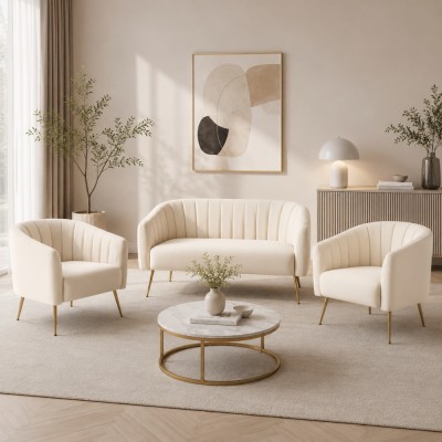 Fotoliu de design, ţesătură Velvet bej/gold crom-auriu, BAGY