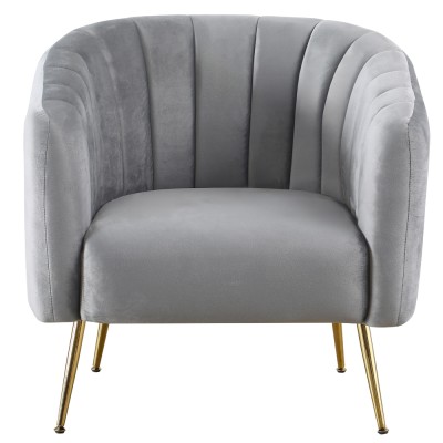 Fotoliu de design, ţesătură Velvet gri/gold crom-auriu, BAGY