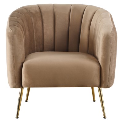 Fotoliu de design, ţesătură Velvet maro/gold crom-auriu, BAGY