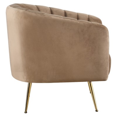 Fotoliu de design, ţesătură Velvet maro/gold crom-auriu, BAGY
